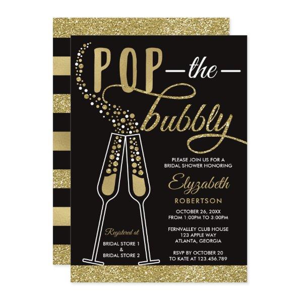 Pop The Bubbly  Invite, Faux Gold