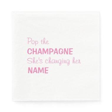 Pop the champagne bridal cocktail napkins - pink