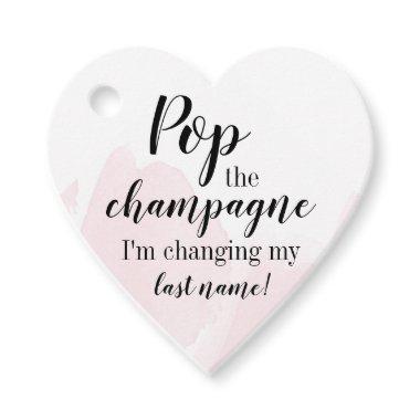 Pop the Champagne Bridal Shower Favor Tag Heart