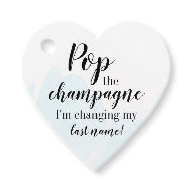 Pop the Champagne Bridal Shower Favor Tag Heart