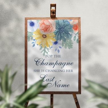 Pop The Champagne Floral Succulent Bridal Shower Poster