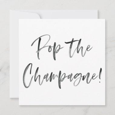 Pop The Champagne Modern Calligraphy Bridal Shower Invitations