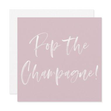 Pop The Champagne Pink Calligraphy Bridal Shower Invitations