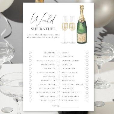Pop the champagne - Would she rather