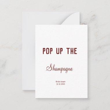 POP UP THE SHAMPAGNE BRIDAL SHOWER NOTE Invitations