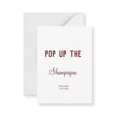 POP UP THE SHAMPAGNE BRIDAL SHOWER NOTE Invitations