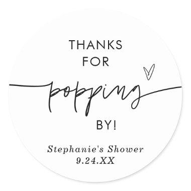 Popcorn Favor Sticker, Thanks for Popping By Favor Classic Round Sticker