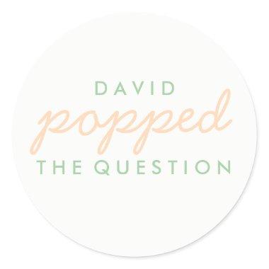 Popped the Question Popcorn Welcome Bag Sticker