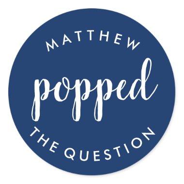 Popped the Question Sticker Navy Blue