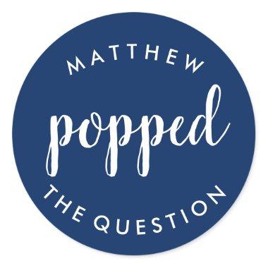 Popped the Question Sticker Navy Blue