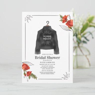 Poppies Leather Jacket Future Mrs. Bridal Shower Invitations