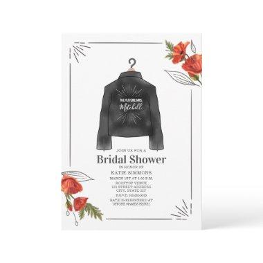 Poppies Leather Jacket Future Mrs. Bridal Shower Invitations