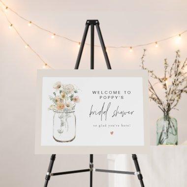 POPPY Rustic Wildflower Mason Jar Bridal Welcome Foam Board