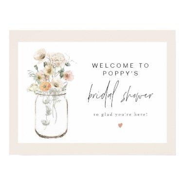 POPPY Rustic Wildflower Mason Jar Bridal Welcome Poster