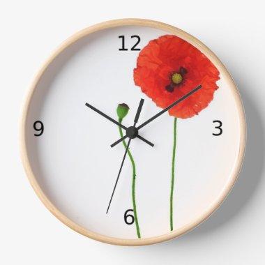 Poppy Simplicity Round Natural Wood Frame Clock