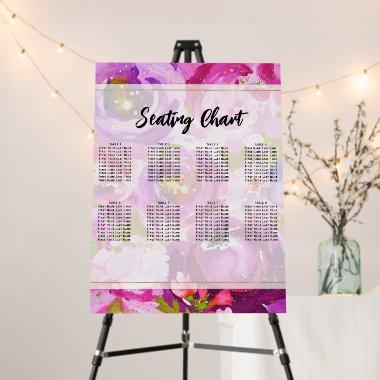 Pops of Pink & Purple Vibrant Floral Seating Chart Foam Board