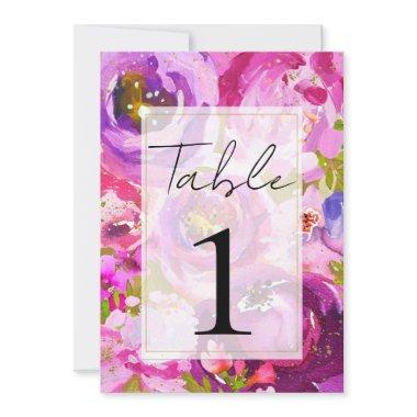 Pops of Pink & Purple Vibrant Floral Table Number