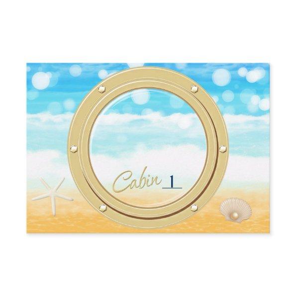 Port hole Beach Cruise Table Seating Number Card