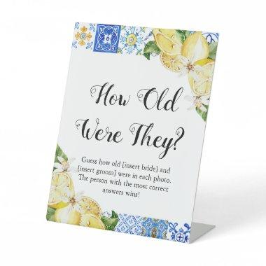 Positano How Old Were They Bridal Shower Game Pedestal Sign
