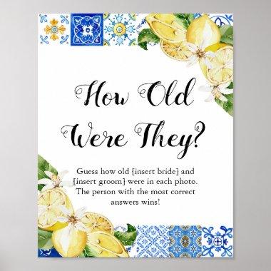 Positano How Old Were They Bridal Shower Game Poster