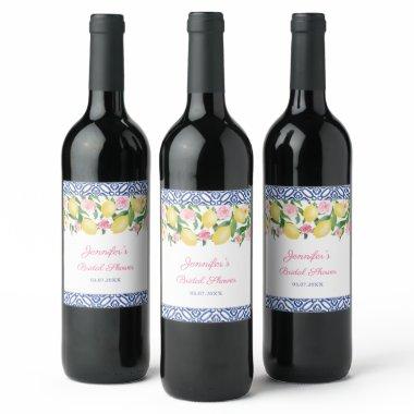 Positano Lemons Blue And White Tiles  Wine Label