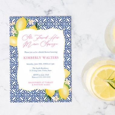 Positano Lemons Blue Main Squeeze Bridal Shower Invitations