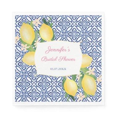 Positano Lemons Italian Blue Tiles  Napkins