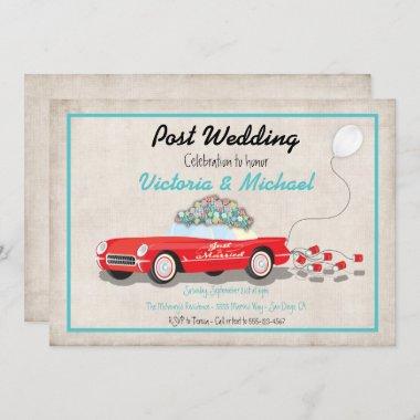 Post Wedding Retro Car Just Married Invitations