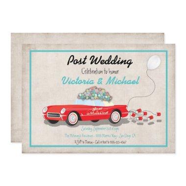 Post Wedding Retro Car Just Married Invitations