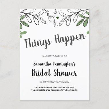 Postponed Bridal Shower whimsical vines and flower Invitation PostInvitations