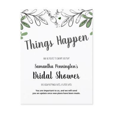 Postponed  whimsical vines and flower Invitation Post