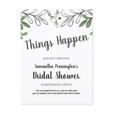 Postponed Bridal Shower whimsical vines and flower Invitation PostInvitations