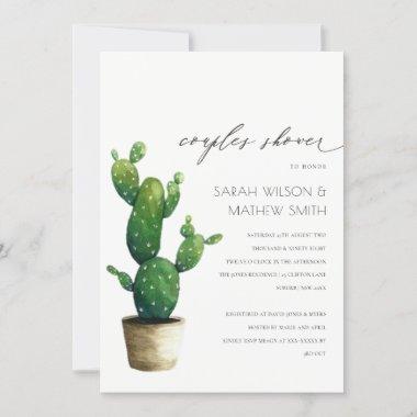 Potted Cactus Green Foliage Couples Shower Invite