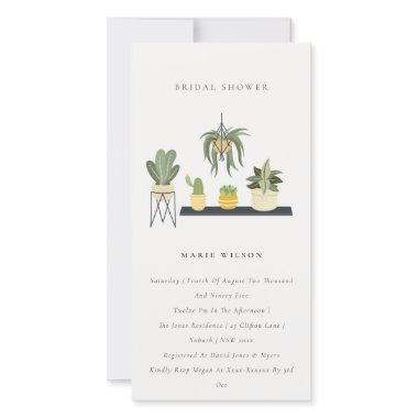 Potted Leafy Succulent Plants Bridal Shower Invite