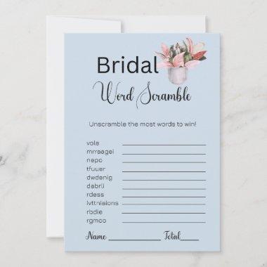 Potted Plant Bridal Blue Word Scramble Game Invitations