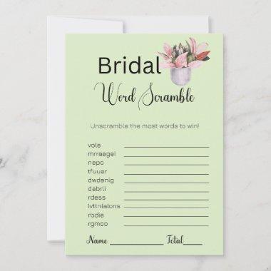 Potted Plant Bridal Green Word Scramble Game Invitations