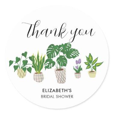 Potted Plants  Greenery Thank you Classic Round Sticker