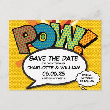 POW Save the Date Fun Retro Comic Book Pop Art Announcement PostInvitations