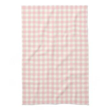 Powder Pink Gingham Pattern Kitchen Towels