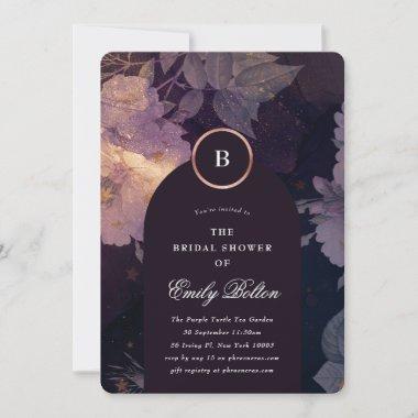 Premium Dark Boho Floral Arch Fall Bridal Shower Invitations