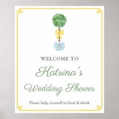 Preppy Boxwood Yellow Green Wedding Shower Welcome Poster