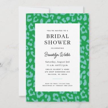 Preppy Green and Aqua Animal Print Bridal Shower Invitations