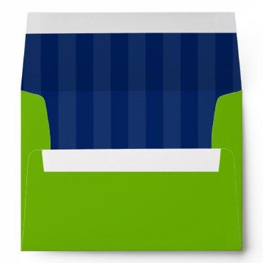 Preppy Green and Navy Blue Stripes Envelope