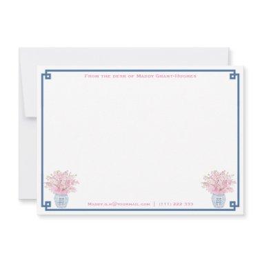 Preppy Navy And Pink Personalized  Note