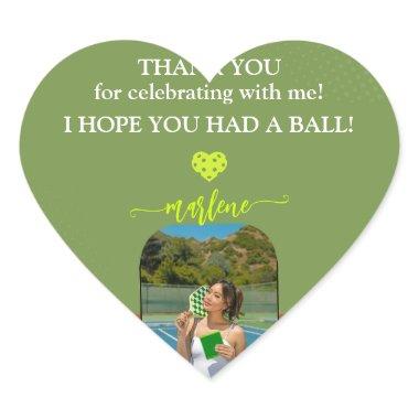 Preppy Pickleball Paddle Photo Dink Birthday Party Heart Sticker