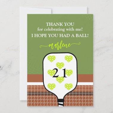 Preppy Pickleball Paddle Photo Dink Birthday Party Thank You Invitations