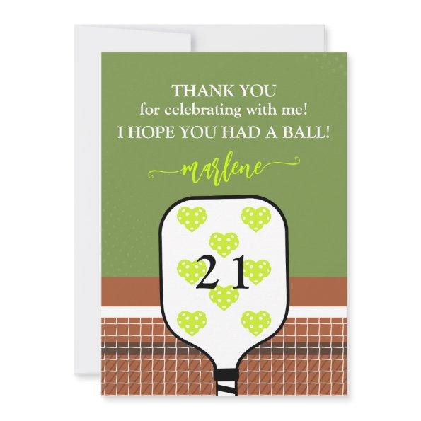 Preppy Pickleball Paddle Photo Dink Birthday Party Thank You