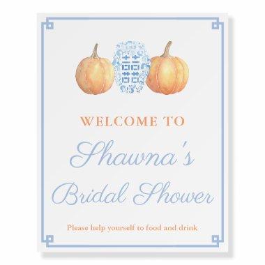 Preppy Pumpkin Ginger Jar Bridal Shower Welcome Foam Board