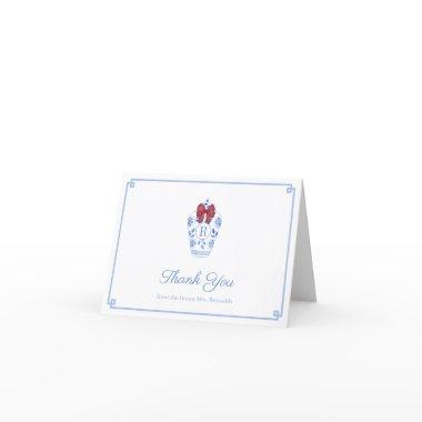 Preppy Red Bow Monogram Christmas  Thank You