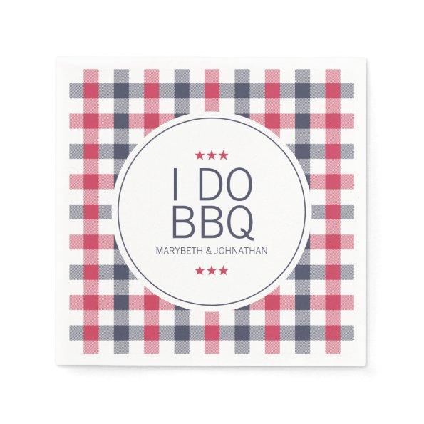 Preppy Red, White & Blue Plaid Wedding Shower Napkins
